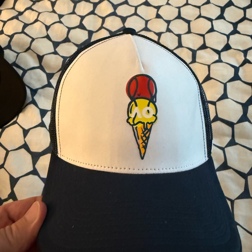 Australian Open Tennis White and Blue Trucker Hat with Ice Cream Design